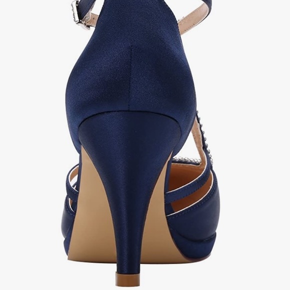 HP🎉 ERIJUNIOR - NWOT Navy Satin Rhinestone Pumps - Picture 7 of 8